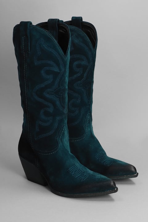Texan Boots In Petroleum Suede