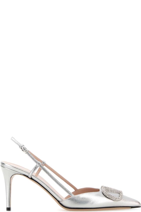 Valentino Garavani Silver Leather Vlogo Signature Pumps