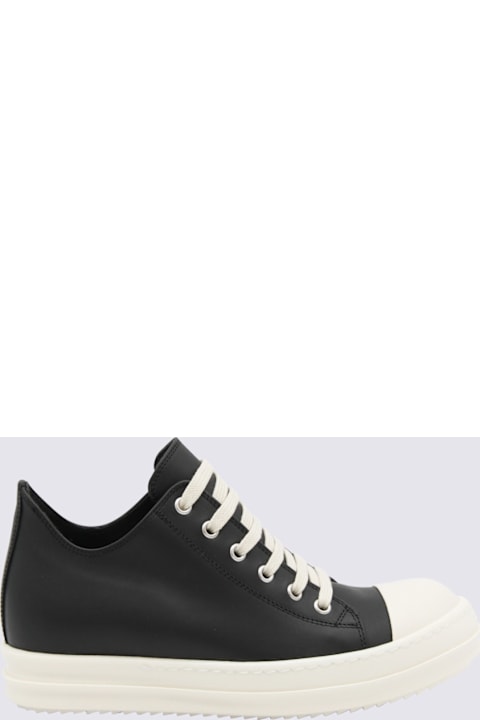 Rick Owens Black And White Leather Sneakers