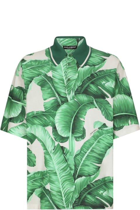 Clothing Sale for Men Dolce & Gabbana Banana Tree Printed Oversize Polo Shirt