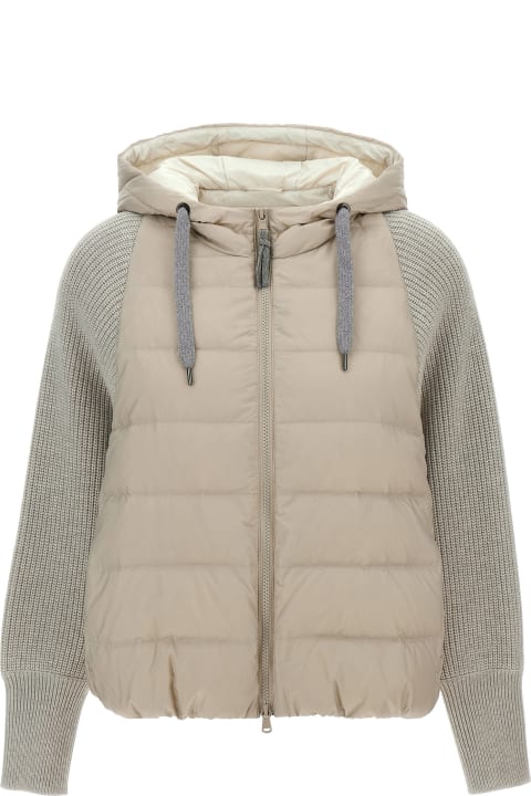 Sale for Women Brunello Cucinelli Hooded Down Jacket With 'solomeo' Inserts