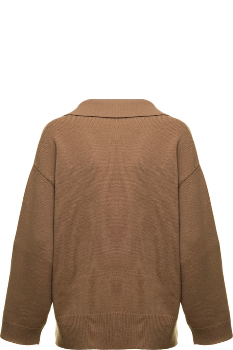 Brown Cashmere Sweater With V Logo Valentino Woman