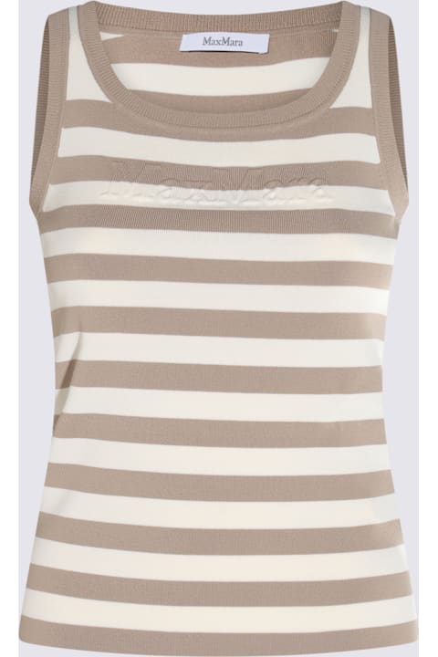 Max Mara for Women Max Mara White And Beige Cotton Pentola Top