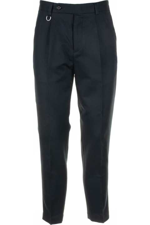 Paolo Pecora Clothing for Men Paolo Pecora Blue Trousers In Cotton And Linen Blend
