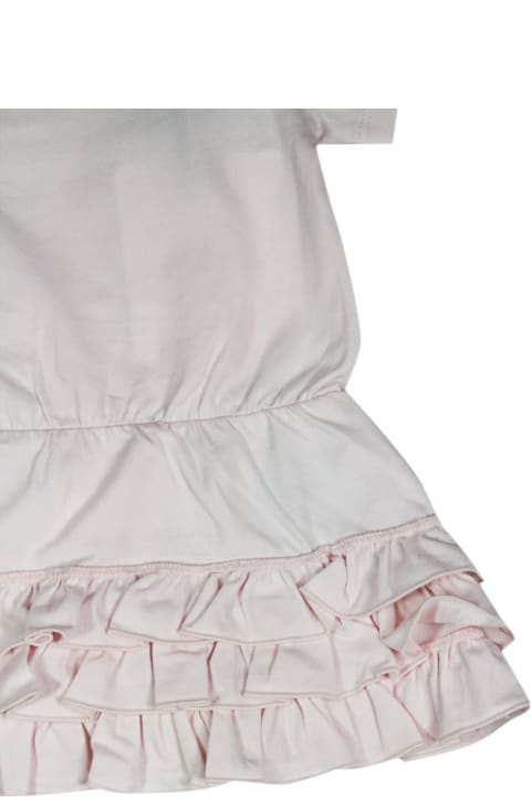 Moncler for Girls Moncler Short-sleeved Crew-neck Dress With Elastic Waistband Embellished With Flounces