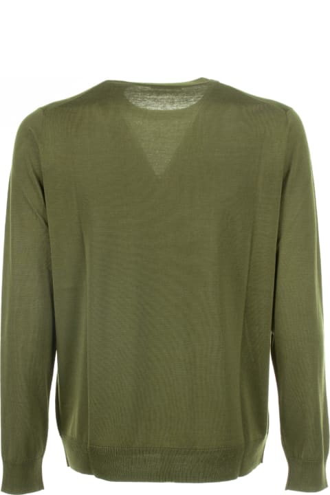 Paolo Pecora Clothing for Men Paolo Pecora Green Crew-neck Sweater In Cotton And Silk