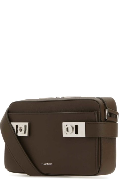 Ferragamo Shoulder Bags for Men Ferragamo Brown Leather Crossbody Bag