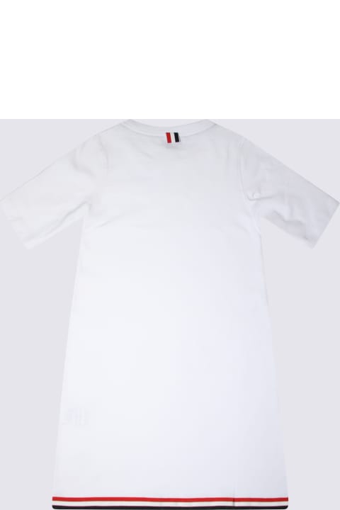ガールズ Thom Browneのジャンプスーツ Thom Browne White Cotton Logo T-shirt Dress