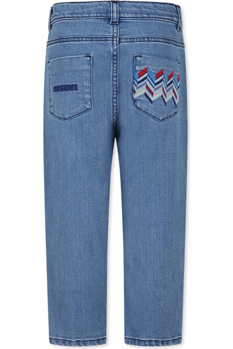 Missoni Bottoms for Boys Missoni Blue Jeans For Boy With Chevron Pattern