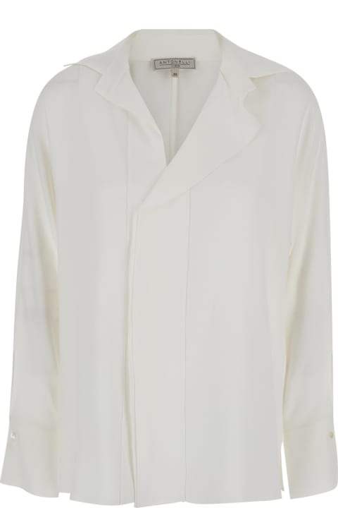 Antonelli Topwear for Women Antonelli 'elva' White Asymmetric Shirt With Cuban Collar In Silk Blend Woman