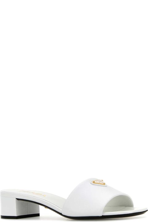 Sandals for Women Prada White Leather Mules