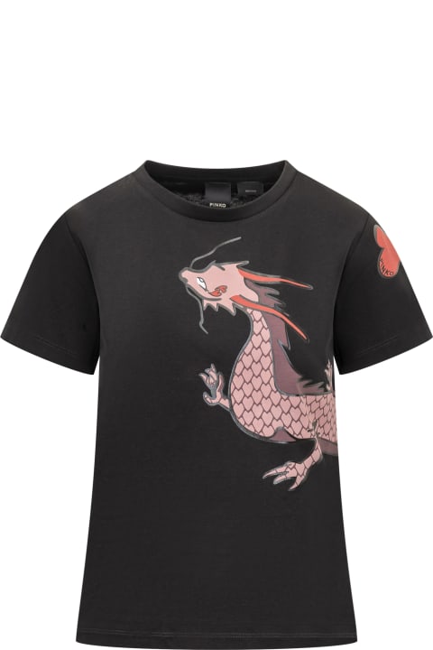Pinko Topwear for Women Pinko T-shirt With Dragon Print
