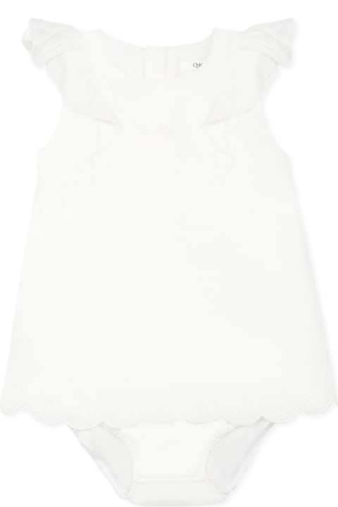 Bodysuits & Sets for Baby Girls Chloé White Romper For Baby Girl With Logo