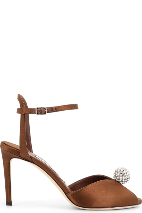 Jimmy Choo Sacora Satin Sandals With Crystal Detail