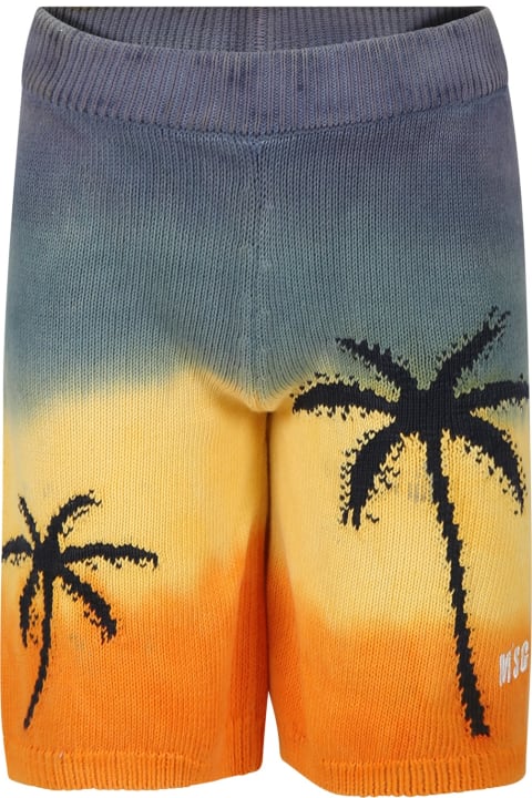 ウィメンズ MSGMのボトムス MSGM Multicolort Shorts For Boy With Logo And Palm Tree