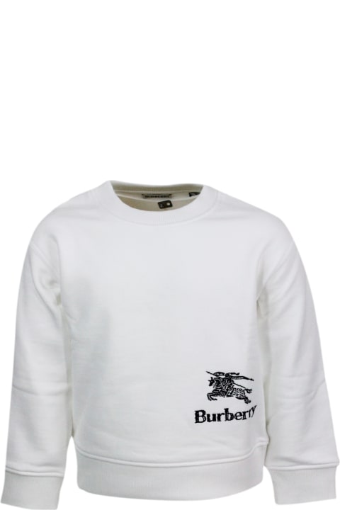 Sweaters & Sweatshirts for Girls Burberry Long-sleeved Crew-neck Sweatshirt In Fine Cotton With Logo On The Front