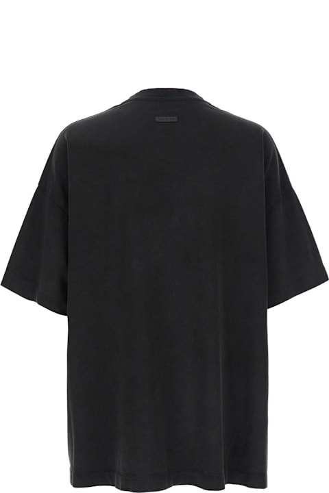 Fear of God for Men Fear of God Blackt-shirt With Front Logo Print In Cotton Man