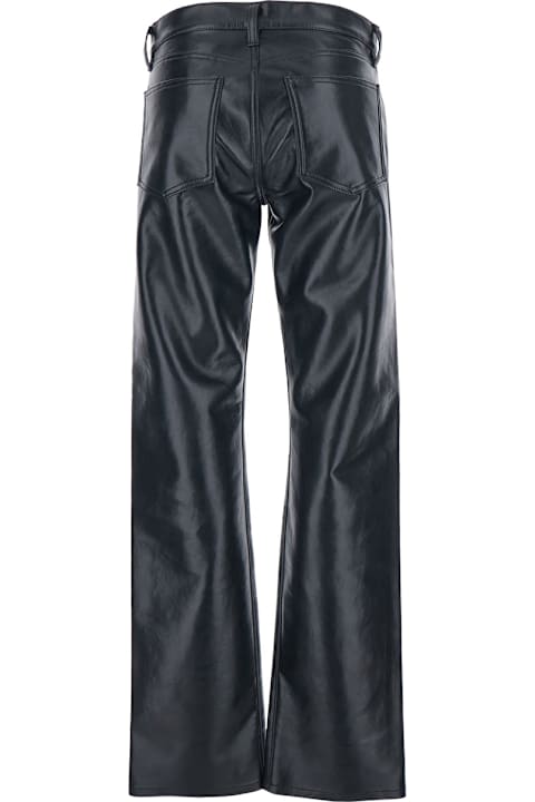 AGOLDE Black Pants With Belt Loops In Leather Blend Woman