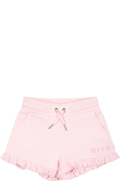 Bottoms for Baby Boys Givenchy Pink Sports Shorts For Baby Girl With Logo