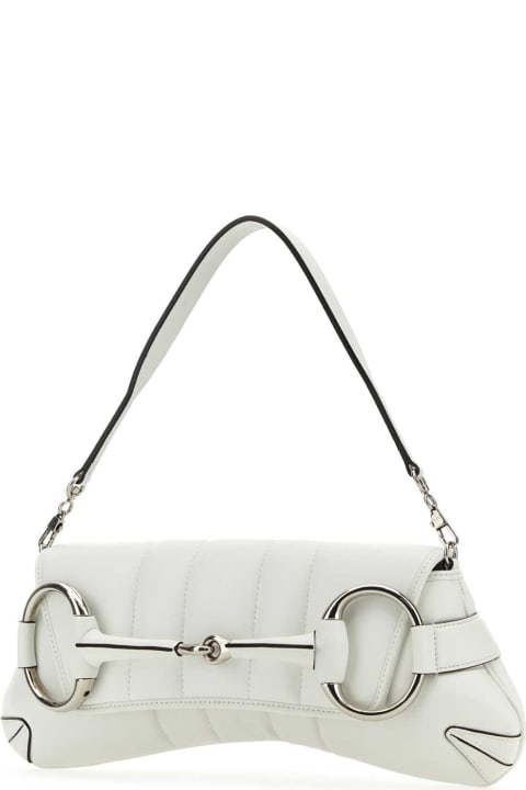 Bags for Women Gucci White Leather Medium Gucci Horsebit Chain Clutch