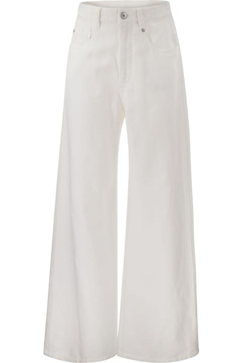 Brunello Cucinelli Pants & Shorts for Women Brunello Cucinelli Relaxed Trousers In Garment-dyed Cotton-linen Cover-up