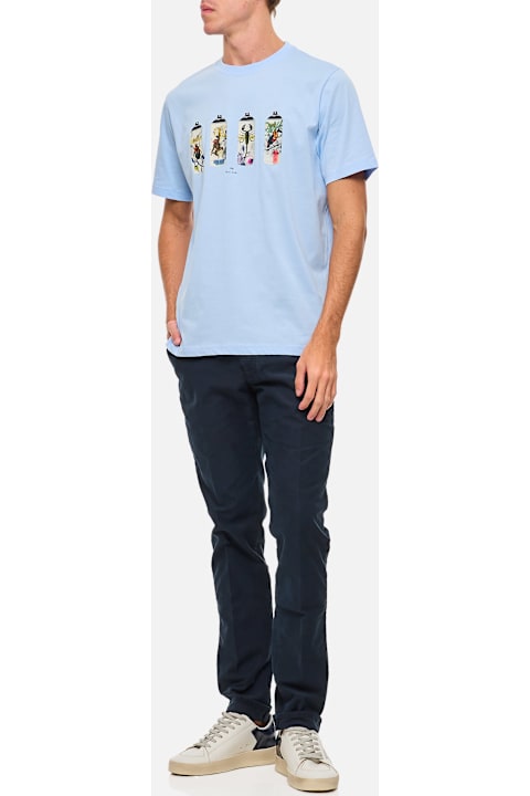 Paul Smith Topwear for Men Paul Smith Light Blue Spray Cans Print T-shirt