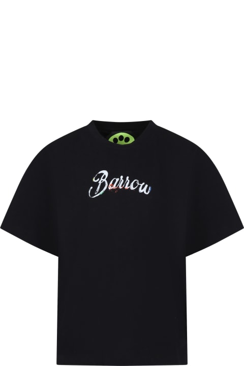 ガールズ Barrowのトップス Barrow Black T-shirt For Kids With Logo