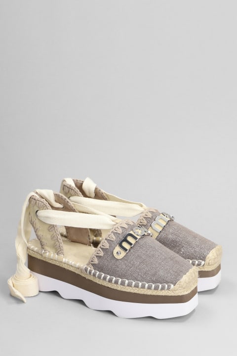 Mou Wedges for Women Mou Espa Sandal Espadrilles In Grey Synthetic Fibers