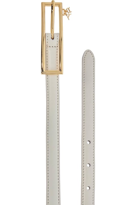 Alessandra Rich إكسسوارات لـ السيدات Alessandra Rich Slim White Leather Belt With Logo Charm 1.5cm