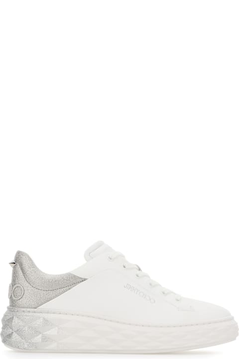 Jimmy Choo Shoes for Women Jimmy Choo White Leather Diamond Maxi/f Ii Sneakers