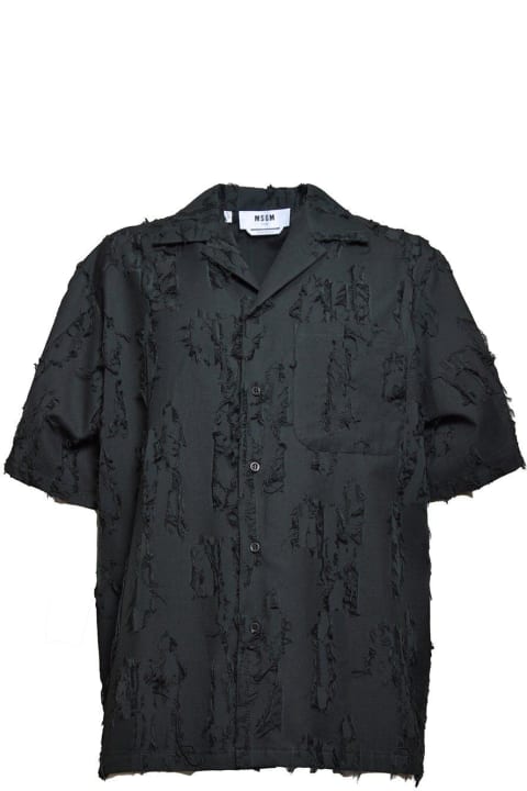 MSGM for Men MSGM Logo-tag Textured-finish Buttoned Shirt