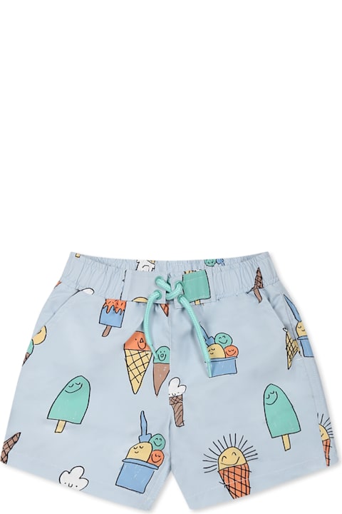 Stella McCartney Kids Swimwear for Baby Girls Stella McCartney Kids Light Blue Swim Shorts For Baby Boy With Ice Cream