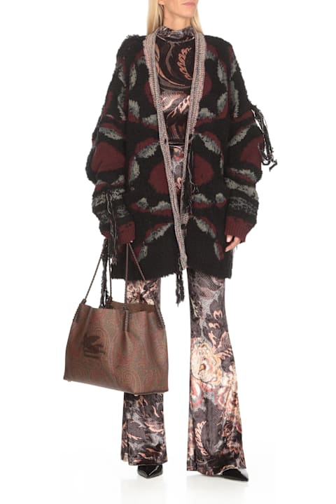 Etro سترات لـ السيدات Etro Fringed Oversized Cardigan