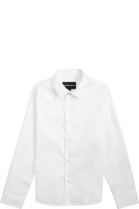 Shirts for Boys Emporio Armani White Cotton Poplin Shirt