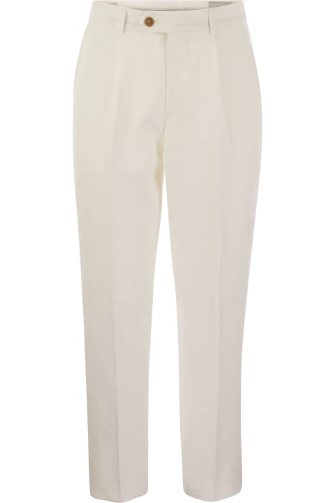 Clothing for Men Brunello Cucinelli Leisure Fit Linen Trousers With Darts