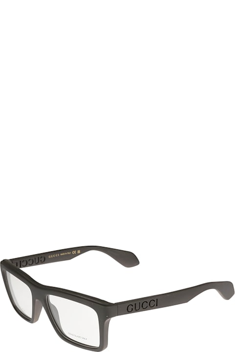 Gucci Eyewear نظارات لـ القسم الرجالي Gucci Eyewear Classic Logo Lens Detail Wayfarer Frame