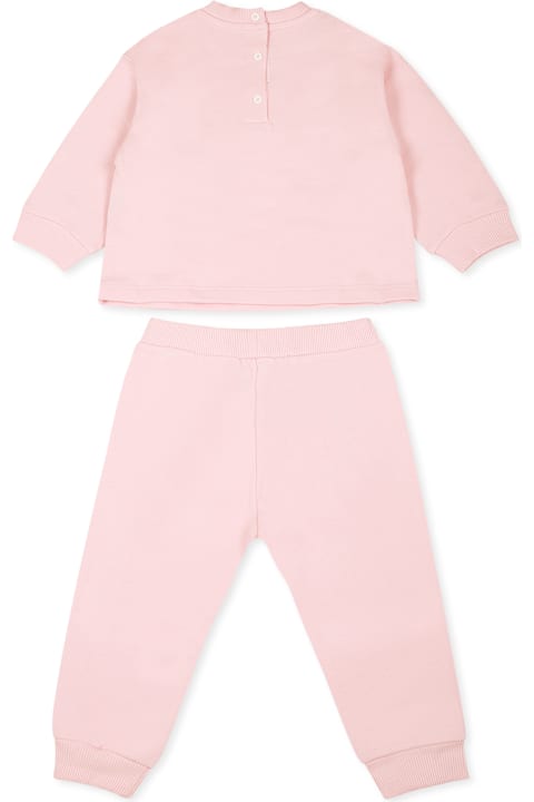 Bottoms for Baby Girls Balmain Pink Suit For Baby Girl With Logo