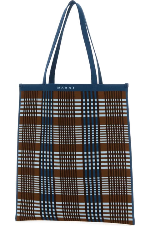 Totes for Men Marni Embroidered Fabric Shopping Bag