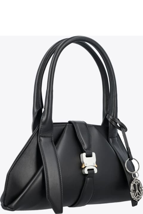 Alba Bag With Charm Black leather bag with metal charm - Alba bag with charm