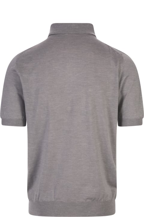 メンズ トップス Kiton Grey Silk, Linen And Cashmere Polo Shirt