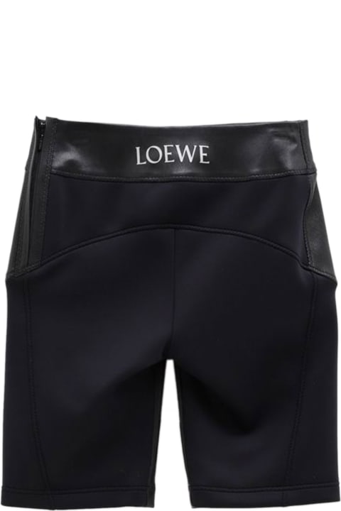 Loewe Women Loewe Stretch Leather And Fabric Shorts