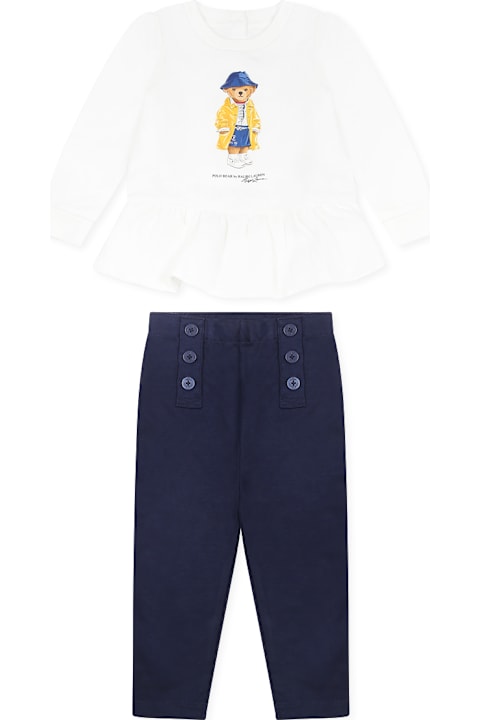 Homeware Ralph Lauren Multicolor Suit For Baby Girl With Polo Bear