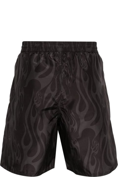 Vision of Super Swimwear for Men Vision of Super Black Swimwear With All-over Flames