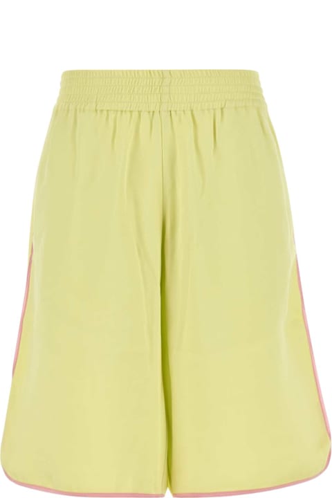 Dries Van Noten الملابس لـ السيدات Dries Van Noten Acid Green Viscose Satin Prima Bermuda Shorts