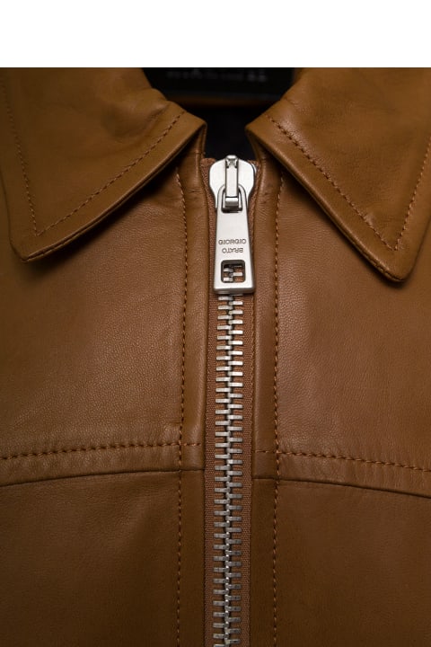 Giorgio Brato Brown Western Jacket With Two-way Zip In