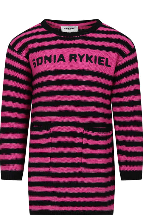 Dresses for Girls Rykiel Enfant Fuchsia Dress For Girl With Logo