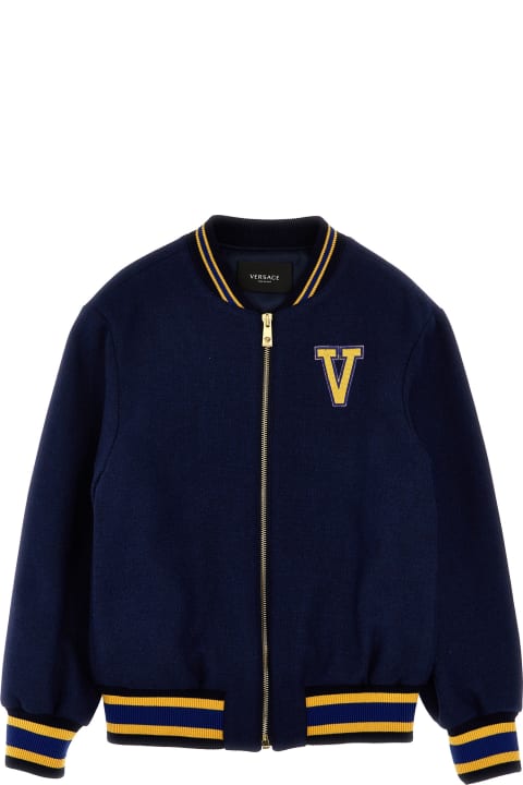 Versace Coats & Jackets for Boys Versace Logo Embroidery Bomber Jacket