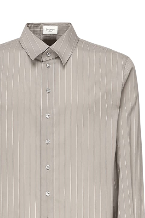 Saint Laurent for Kids Saint Laurent Striped Cotton And Silk Voile Shirt