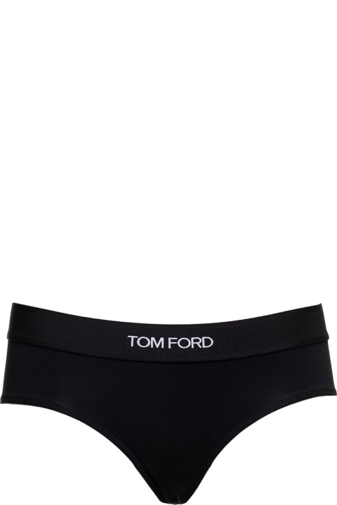 Underwear & Nightwear for Women Tom Ford 'signature Boy Short' Black Briefs With Logo Waistband In Stretch-jersey Woman