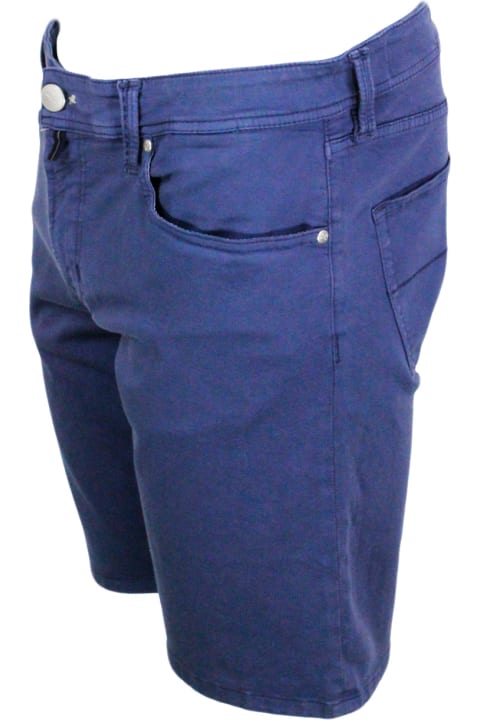 Sartoria Tramarossa Pants for Men Sartoria Tramarossa Ascanio Slim Bermuda Shorts In Super Stretch Cotton Gabardine With 5 Pockets And Tailored Stitching